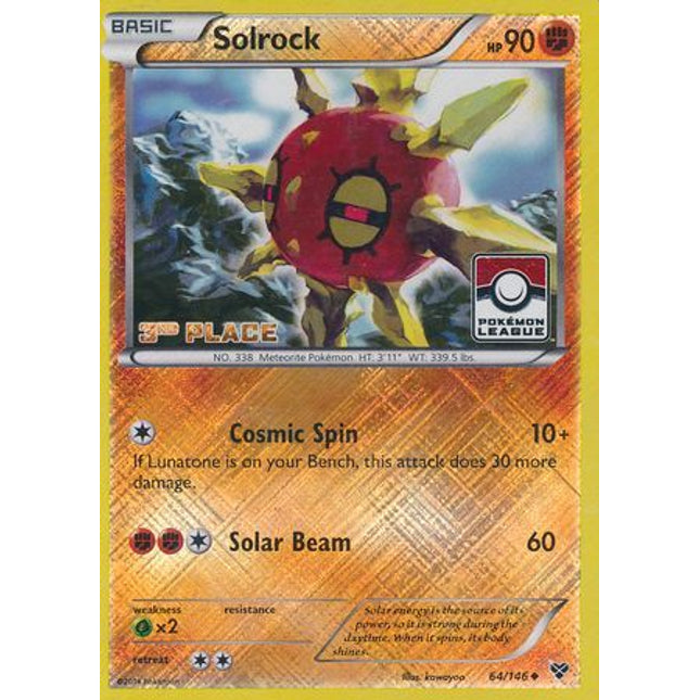 Solrock (64/146) (3rd Place League Challenge Promo) [XY: Base Set]