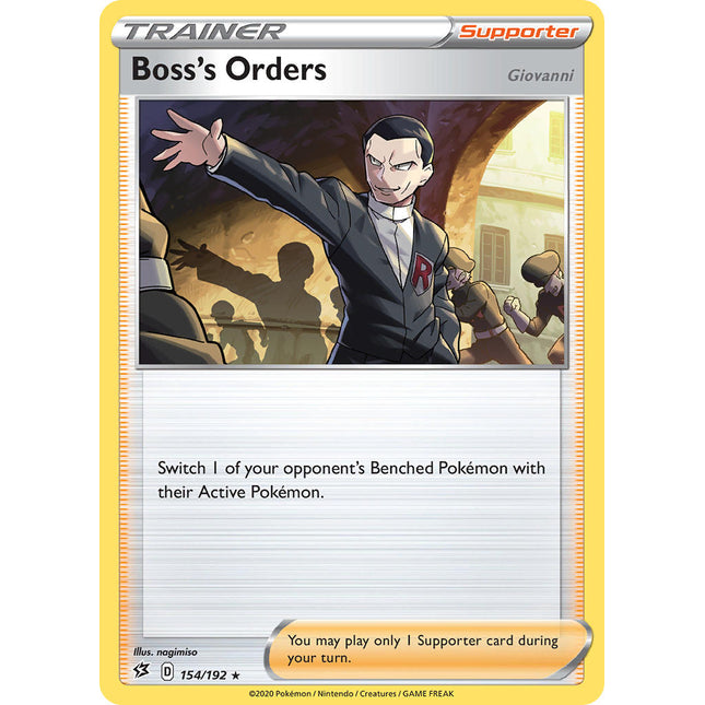 Boss's Orders (154/192) (Giovanni) (Theme Deck Exclusive) [Sword & Shield: Rebel Clash]