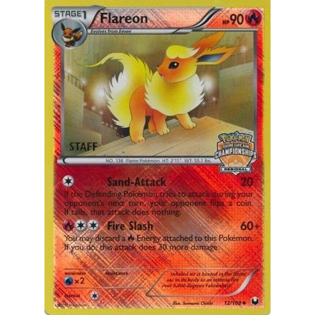 Flareon (12/108) (Regional Championship 2013 Promo Staff) [Black & White: Dark Explorers]