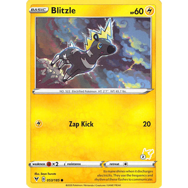 Blitzle (053/185) (Pikachu Stamp #2) [Battle Academy 2022]