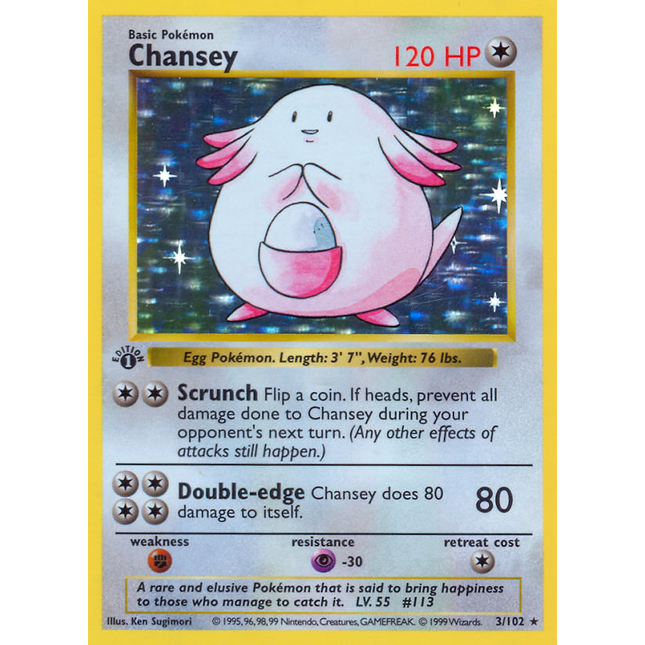 Chansey (3/102) (Shadowless) [Base Set 1st Edition]