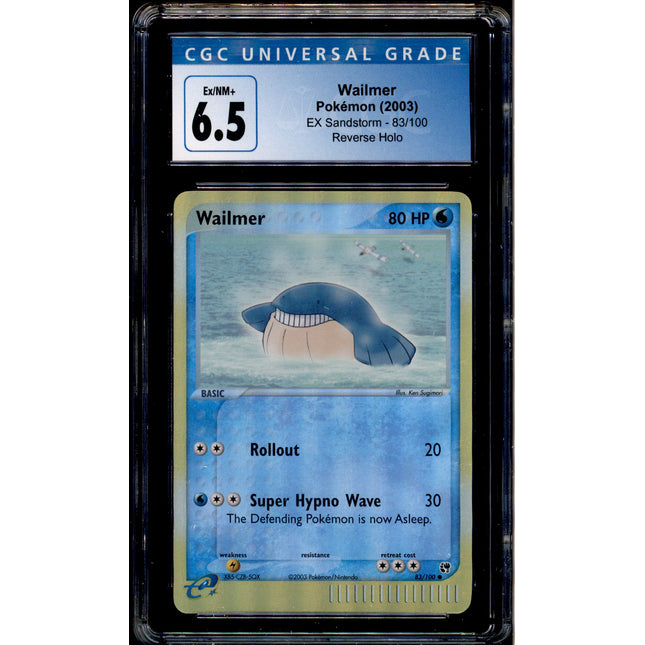 Wailmer - 83/100 - CGC 6.5 - Sandstorm - Reverse Holo - Pokemon - 83016