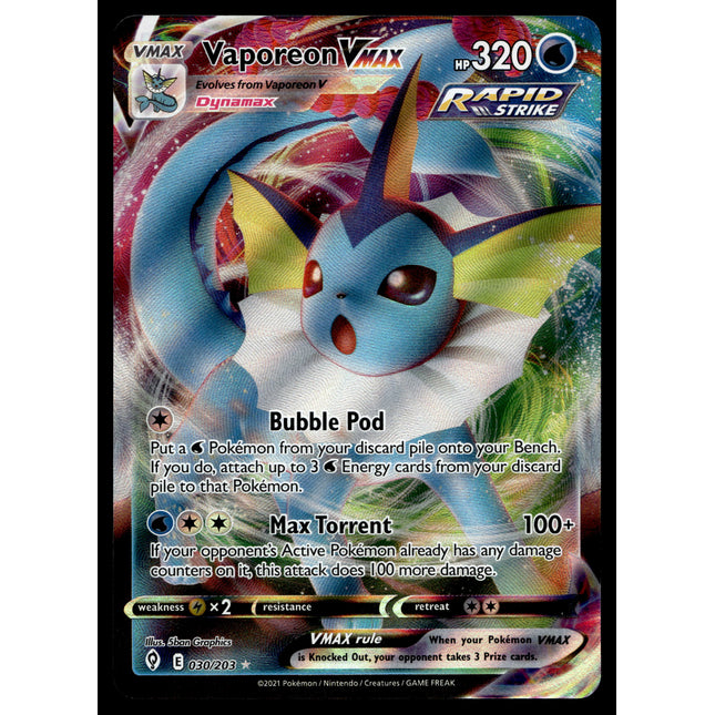Vaporeon Vmax - 030/203 - NM - Ultra Rare - Evolving Skies - Pokemon - A9-102