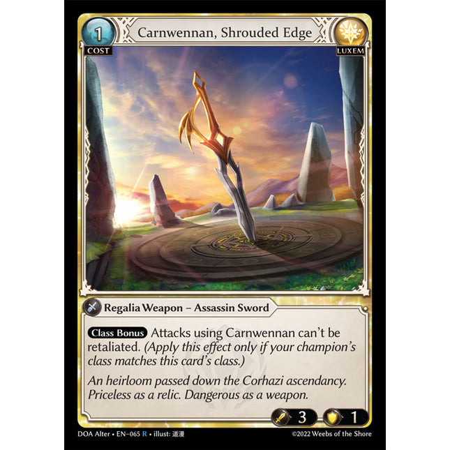 Carnwennan, Shrouded Edge - DOA Alter EN-065 - x1 - Rare - Near Mint - Non-Foil - Grand Archive TCG