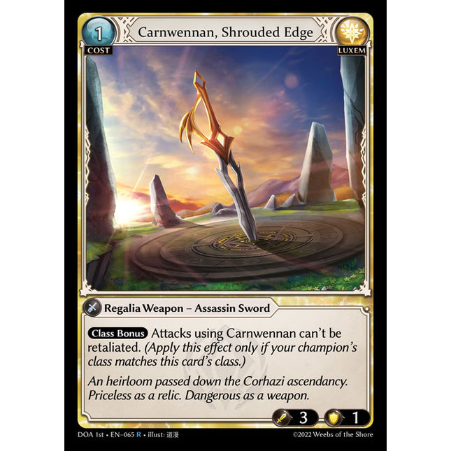 Carnwennan, Shrouded Edge - DOA 1st EN-065 - Rare - Near Mint - Foil - Grand Archive TCG