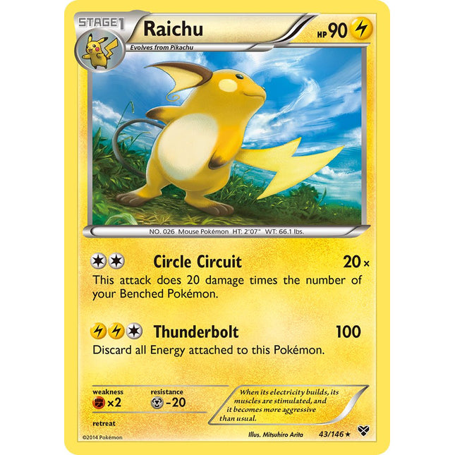 Raichu (43/146) (Battle Arena Deck Exclusive) (Theme Deck Exclusive) [XY: Base Set]