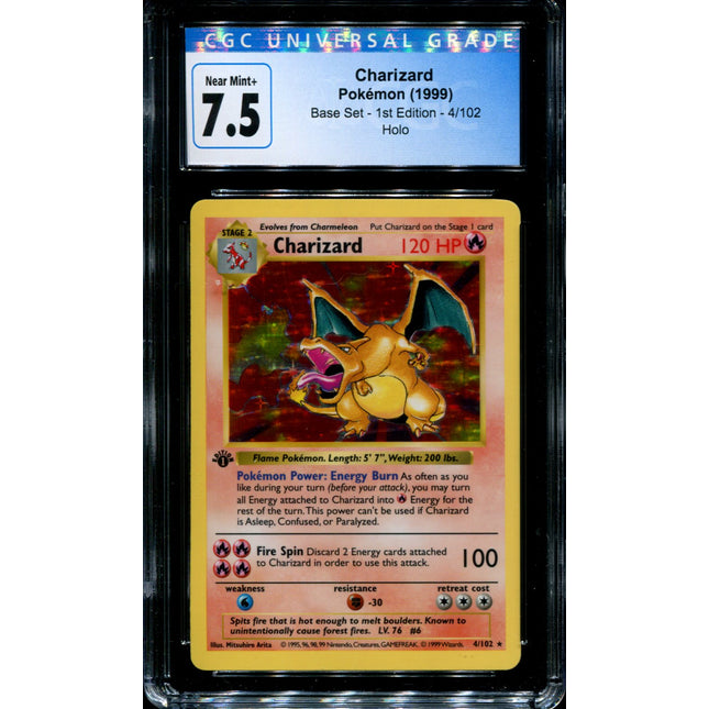 Charizard - 4/102 - 1st Edition - CGC 7.5 - Base Set - Holo - 02222