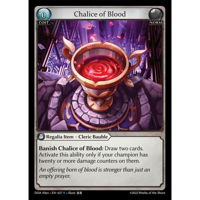Chalice of Blood - DOA Alter EN-027 - x1 - Rare - Near Mint - Non-Foil - Grand Archive TCG
