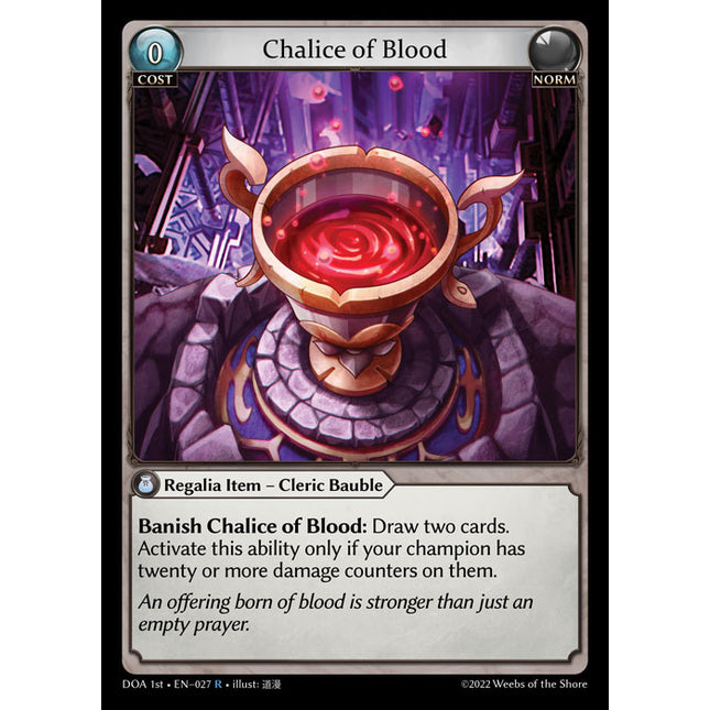Chalice of Blood - DOA 1st EN-027 - Rare - Near Mint - Foil - Grand Archive TCG
