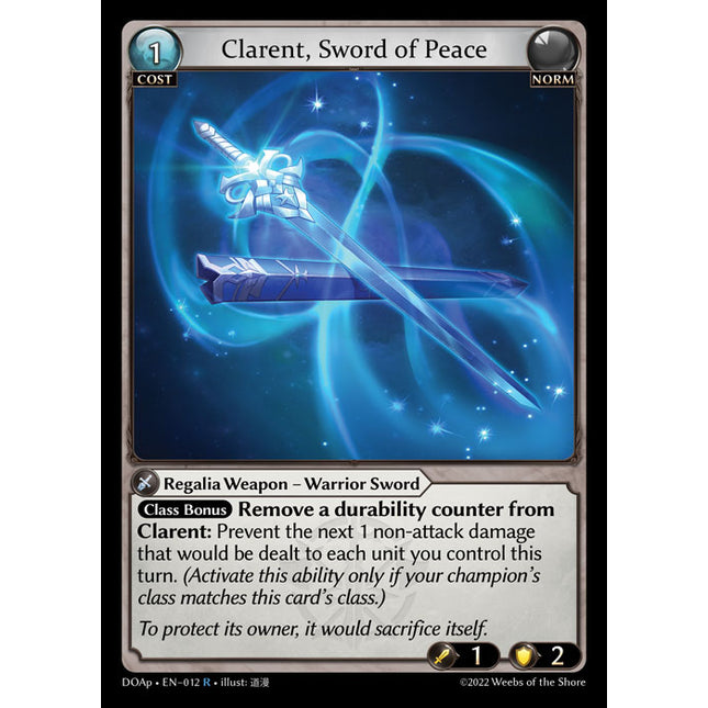Clarent, Sword of Peace - DOAp-012 - Rare - Near Mint - Non-Foil - Grand Archive TCG