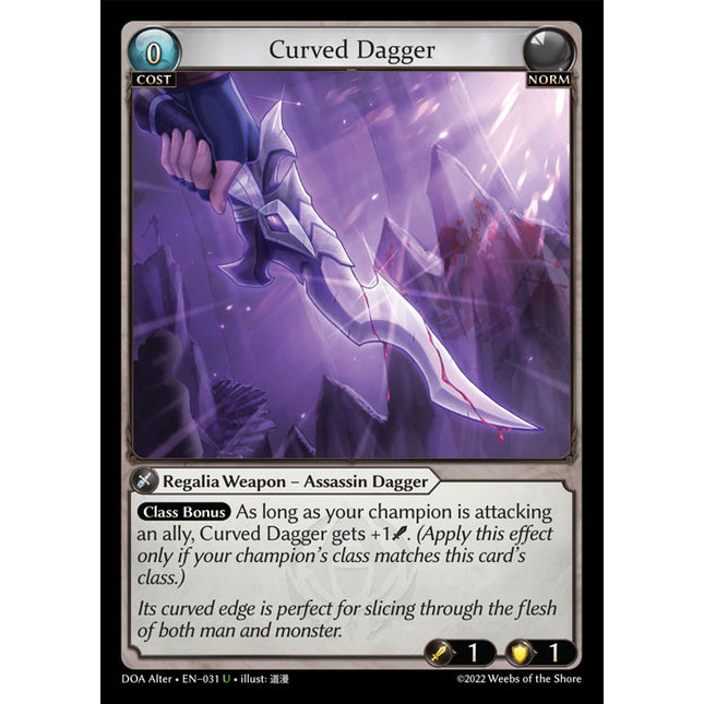 Curved Dagger - DOA Alter EN-031 - x1 - Uncommon - Near Mint - Non-Foil - Grand Archive TCG