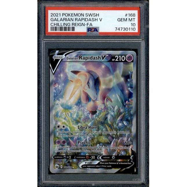 Galarian Rapidash V - 168/198 - PSA 10 - Alt Art - Chilling Reign - Pokemon - 30110