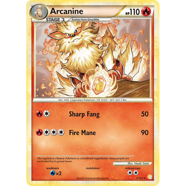 Arcanine (1/123) (Theme Deck Exclusive) [HeartGold & SoulSilver: Base Set]