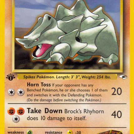 Brock's Rhyhorn (22/132) [Gym Heroes 1st Edition]