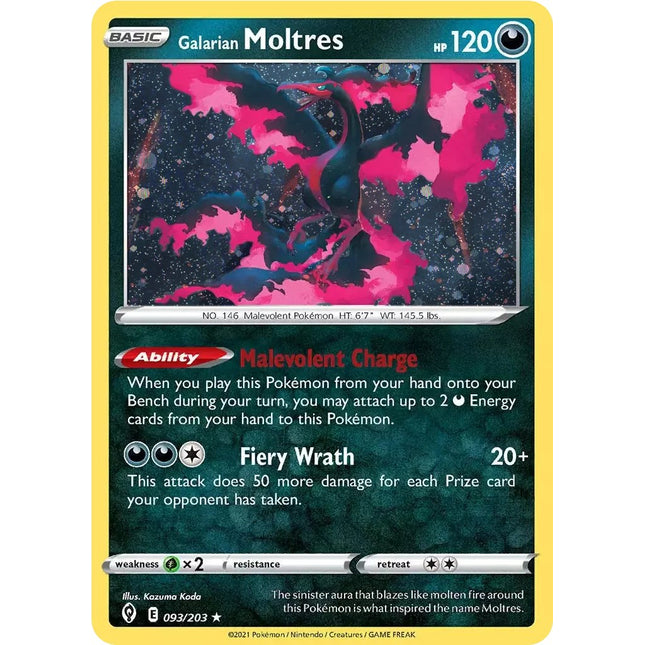 Galarian Moltres (093/203) (Cosmos Holo) [Sword & Shield: Evolving Skies]