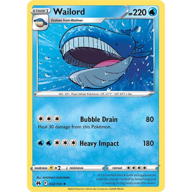 Wailord (032/159) [Sword & Shield: Crown Zenith]