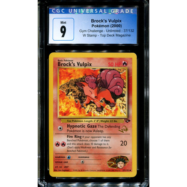 Brock's Vulpix - 37/132 - CGC 9 - Gym Challenge - Unlimited - W Stamp - Pokemon - 92048