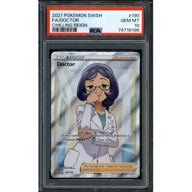 Doctor - 190/198 - PSA 10 - Full Art - Chilling Reign - Pokemon - 18196