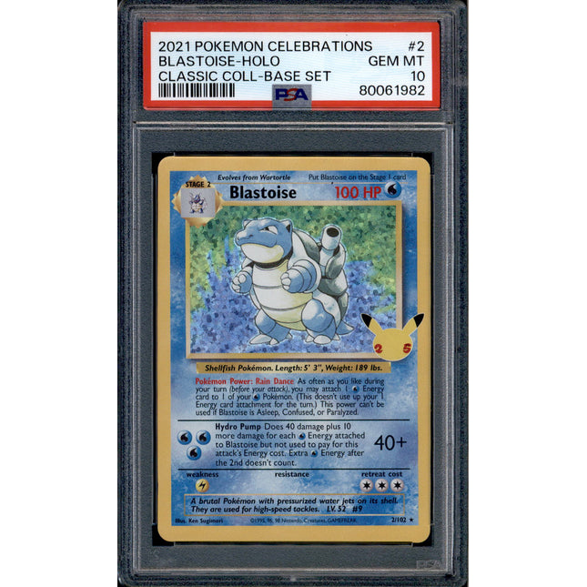 Blastoise - 2/102 - PSA 10 - Holo - Celebrations - Pokemon - 61982