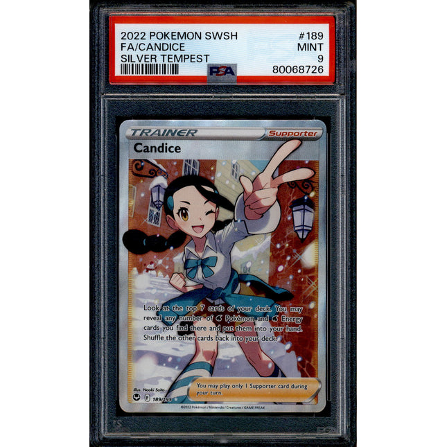 Candice - 189/195 - PSA 9 - Full Art - Silver Tempest - Pokemon - 68726