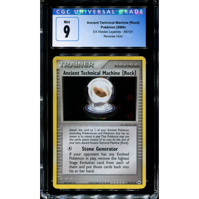 Ancient Technical Machine Rock - 85/101 - CGC 9 - Hidden Legends - Reverse Holo - Pokemon - 5069