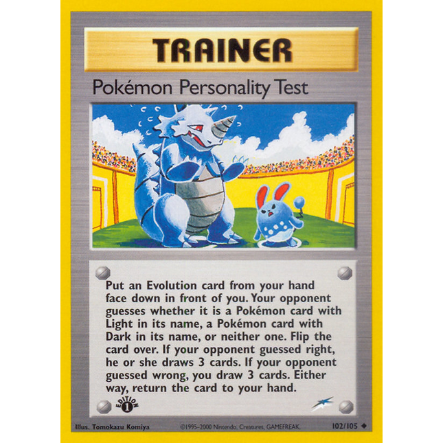 Pokemon Personality Test (102/105) [Neo Destiny 1st Edition]