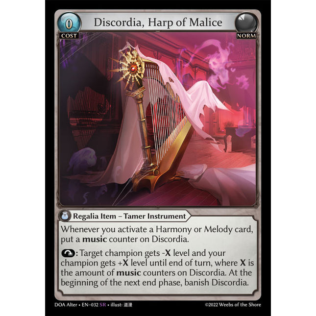 Discordia, Harp of Malice - DOA Alter EN-032 - x1 - Super Rare - Near Mint - Non-Foil - Grand Archive TCG