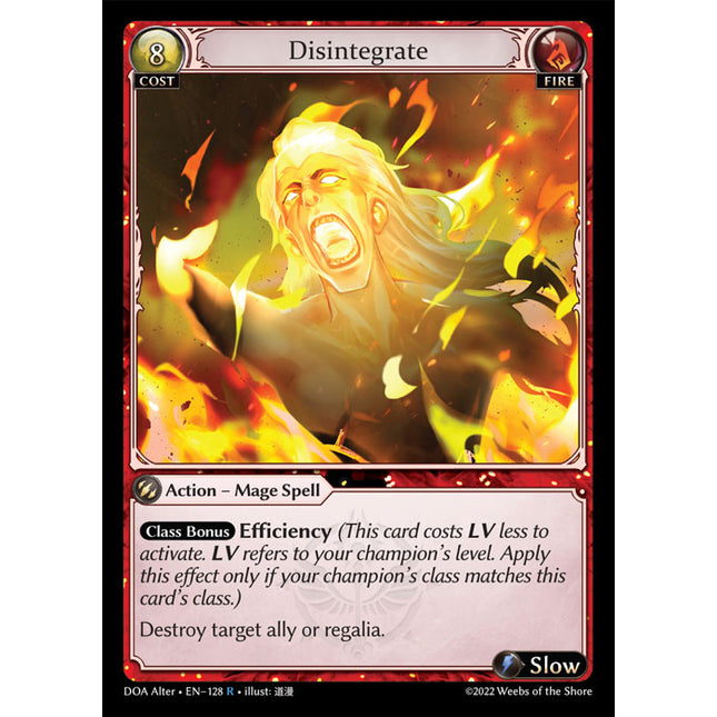 Disintegrate - DOA Alter EN-128 - x1 - Rare - Near Mint - Non-Foil - Grand Archive TCG