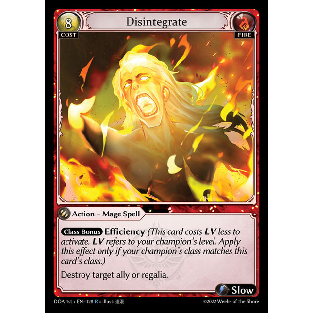 Disintegrate - DOA 1st EN-128 - Rare - Near Mint - Non-Foil - Grand Archive TCG