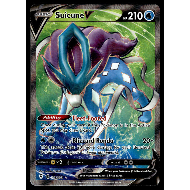 Suicune V - 173/203 - NM - Ultra Rare - Evolving Skies - Pokemon - A9-4