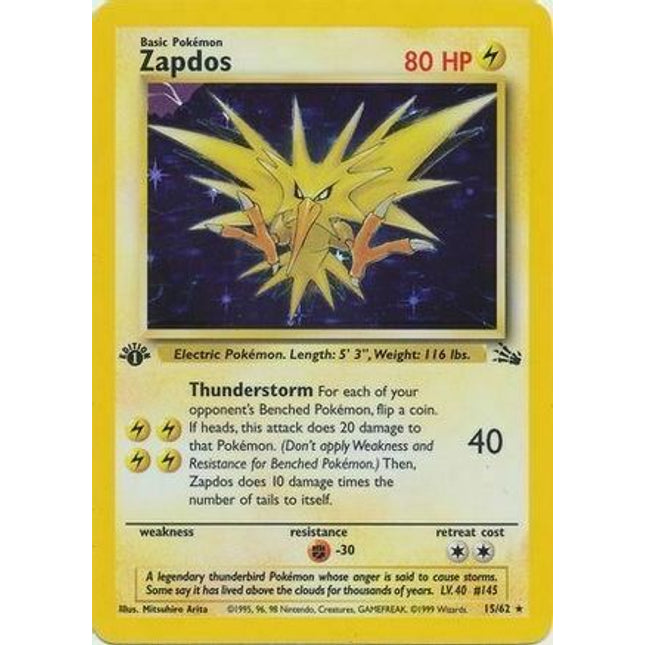 Zapdos (15/62) (Cosmos Holo) [Fossil 1st Edition]