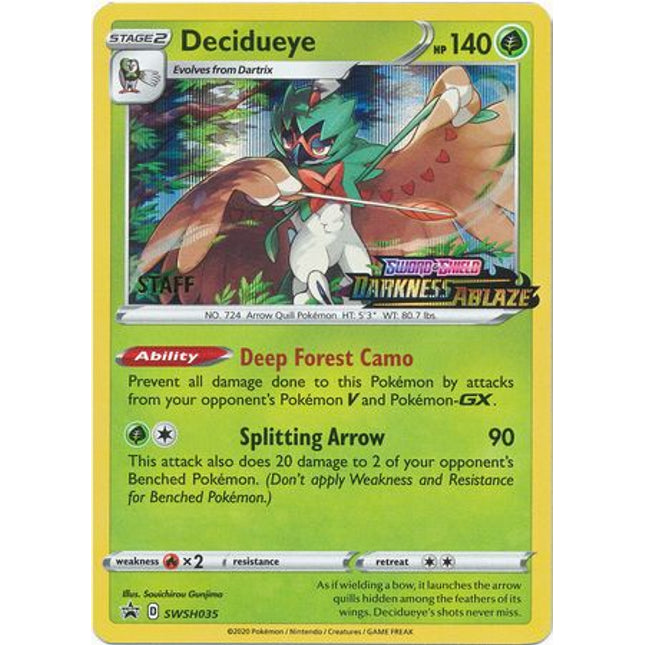 Decidueye (Staff Prerelease Promo) (SWSH035) [Sword & Shield: Black Star Promos]