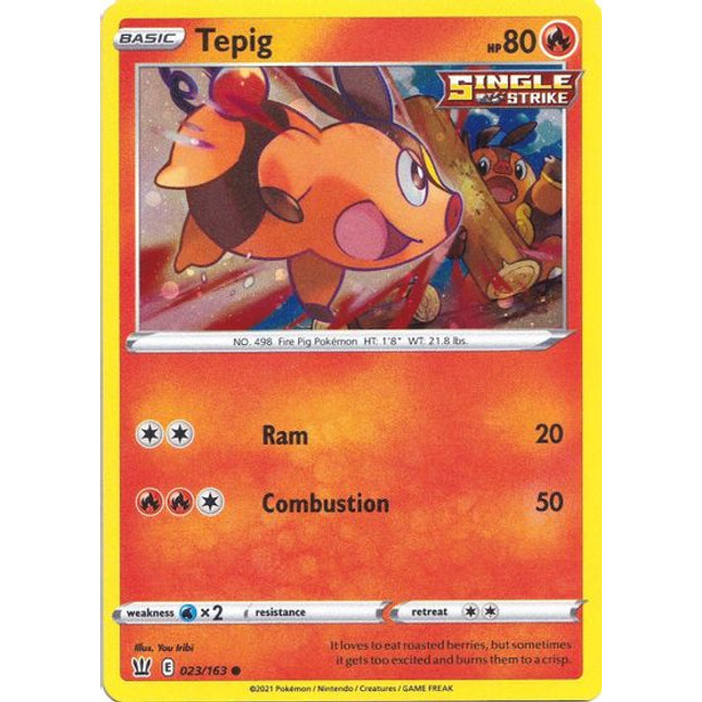 Tepig (023/163) (Cosmos Holo) [Sword & Shield: Battle Styles]