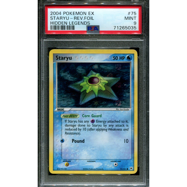 Staryu - 75/101 - PSA 9 - Reverse Holo - Hidden Legends - Pokemon - 65035