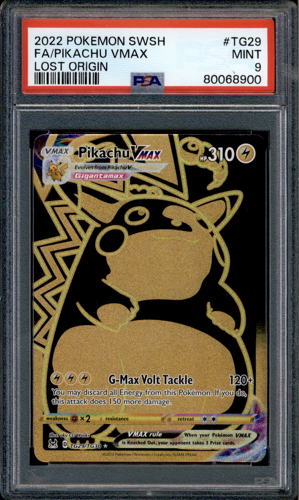 Pikachu Vmax - TG29/TG30 - PSA 9 - Secret Rare - Lost Origin - Pokemon Squeaks Game World Pikachu Vmax - TG29/TG30 - PSA 9 - Secret Rare - Lost Origin - Pokemon Squeaks Game World