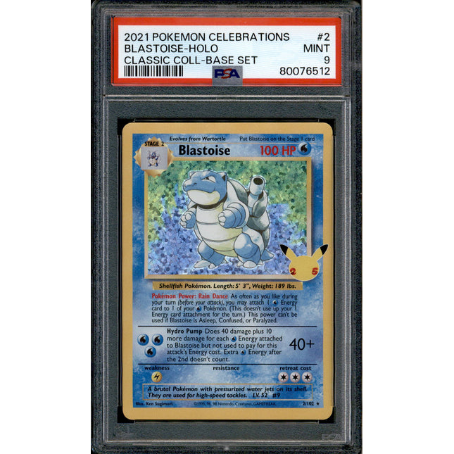 Blastoise - 2/102 - PSA 9 - Holo - Celebrations - Pokemon - 76512