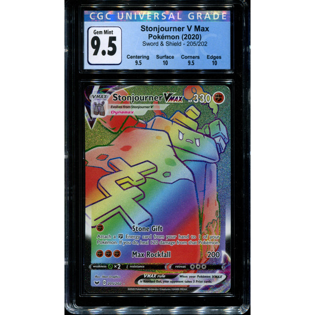 Stonjourner Vmax - 205/202 - CGC 9.5 Gem Mint - Sword & Shield - 02293