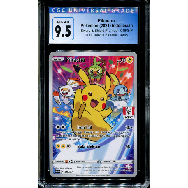 Pikachu - 016/S-P - CGC 9.5 - Sword & Shield Promos - Indonesian - KFC - Pokemon - 94086