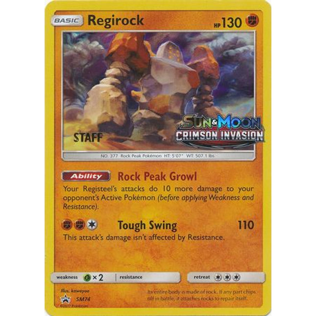 Regirock (SM74) (Staff Prerelease Promo) [Sun & Moon: Black Star Promos]