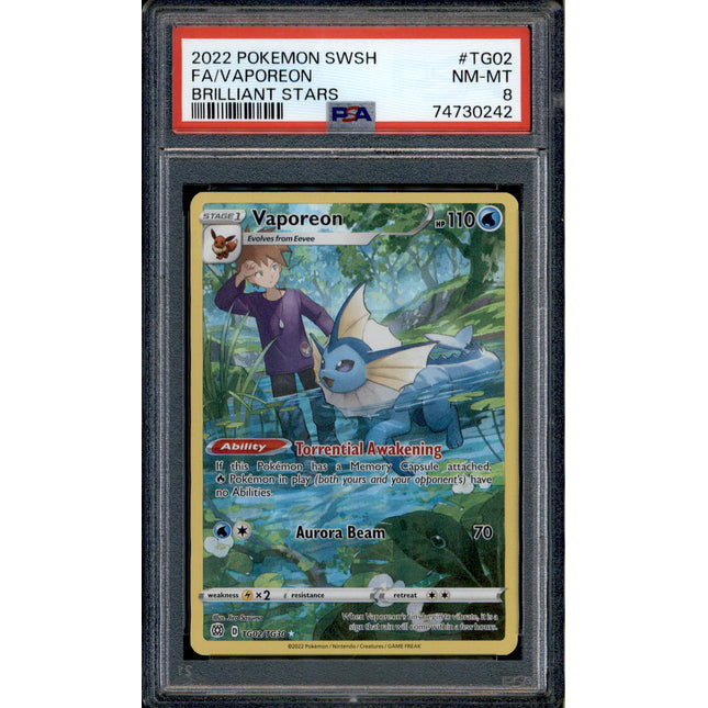 Vaporeon - TG02/TG30 - PSA 8 - Full Art - Brilliant Stars - Pokemon - 30242