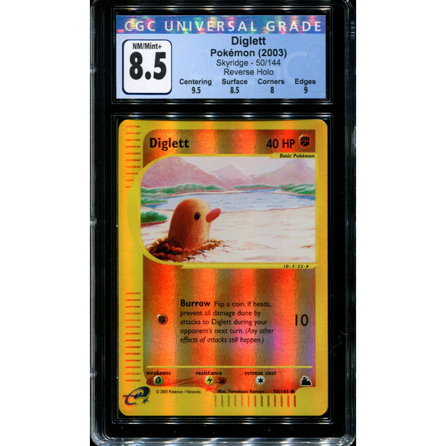 Diglett - 50/144 - CGC 8.5 - Reverse Holo - Skyridge - 36585