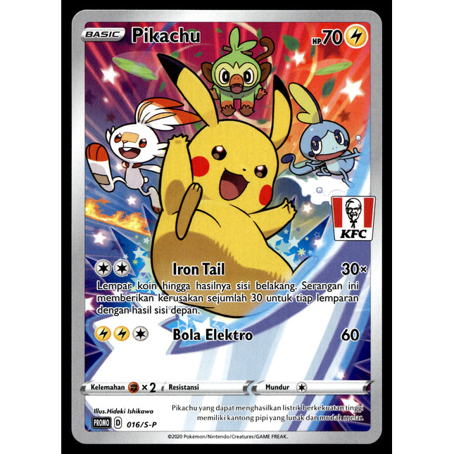 Pikachu - 016/S-P - PSA NM - Indonesian - KFC - Promo - Pokemon - A1-49