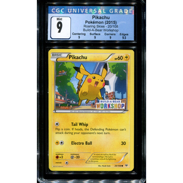 Pikachu - 20/108 - CGC 9 - Build-A-Bear Workshop - Roaring Skies - 36600
