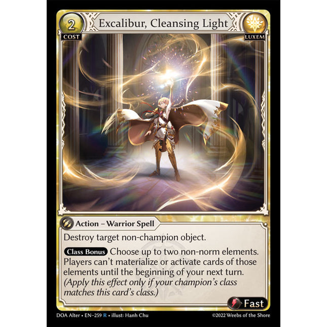 Excalibur, Cleansing Light - DOA Alter EN-259 - x1 - Rare - Near Mint - Non-Foil - Grand Archive TCG