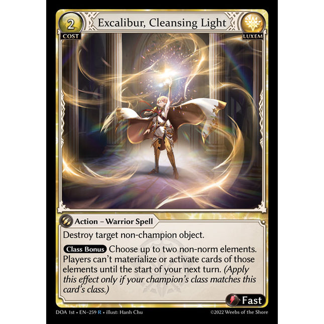 Excalibur, Cleansing Light - DOA 1st EN-259 - Rare - Near Mint - Non-Foil - Grand Archive TCG
