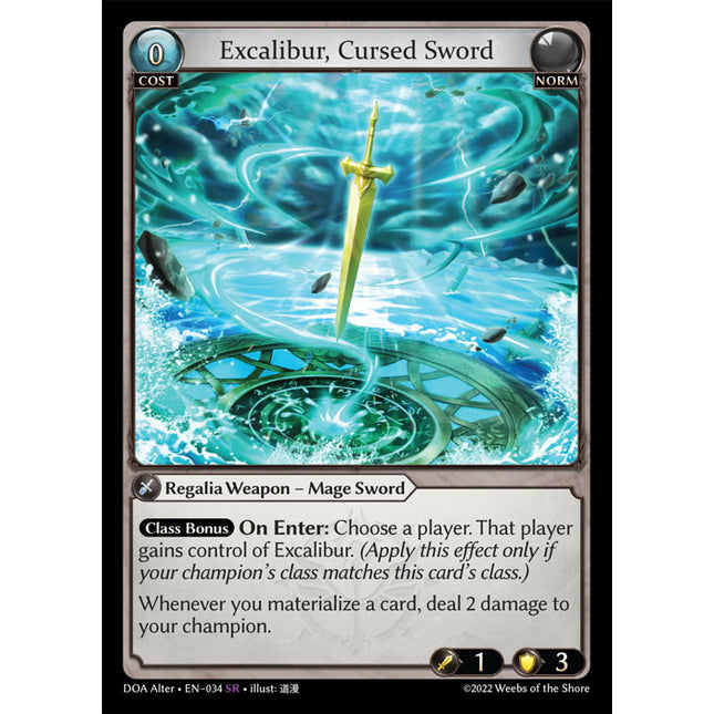 Excalibur, Cursed Sword - DOA Alter EN-034 - x1 - Super Rare - Near Mint - Non-Foil - Grand Archive TCG