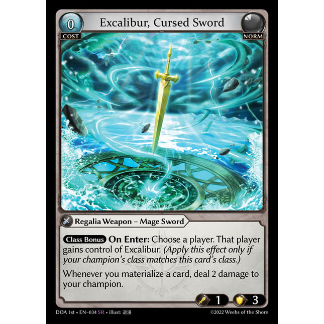 Excalibur, Cursed Sword - DOA 1st EN-034 - Super Rare - Near Mint - Foil - Grand Archive TCG