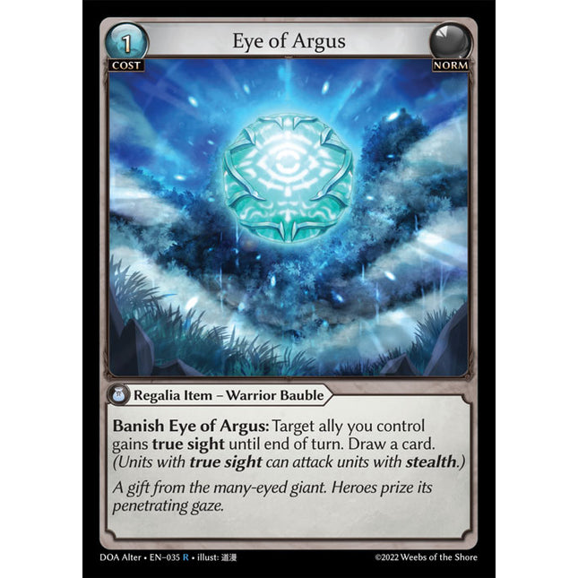 Eye of Argus - DOA Alter EN-035 - x1 - Rare - Near Mint - Non-Foil - Grand Archive TCG
