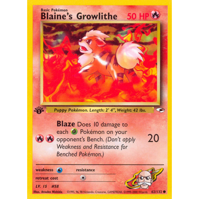 Blaine's Growlithe (62/132) [Gym Heroes 1st Edition]