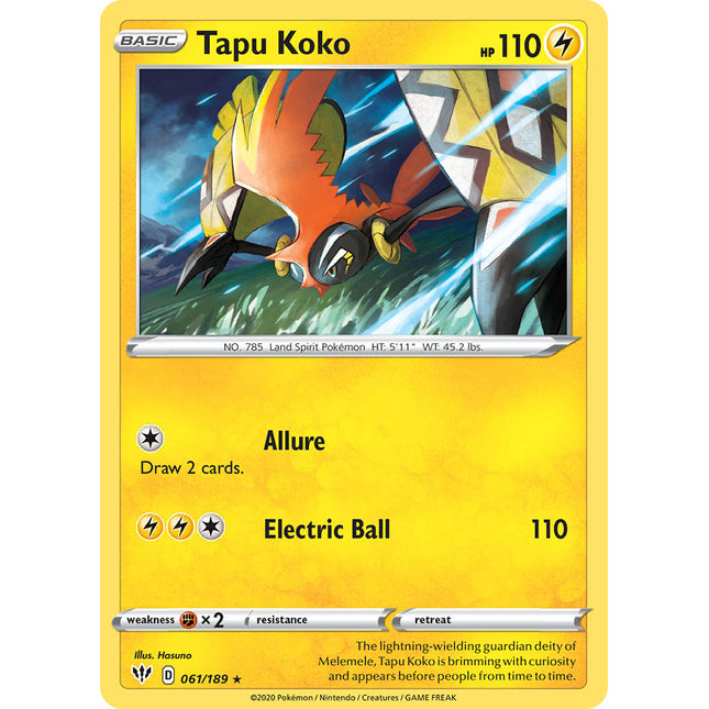 Tapu Koko (061/189) (Theme Deck Exclusive) [Sword & Shield: Darkness Ablaze]